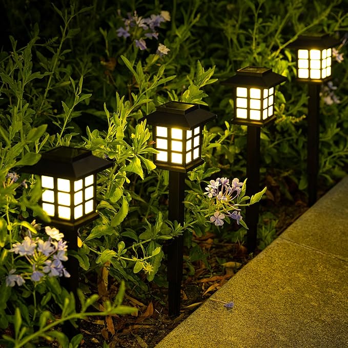 SOLPEX Solar Outdoor Lights,12 Pack Solar Path Lights, Walkway Lights Outdoor, Garden Light, Solar-Powered Pathway Waterproof for Garden, Yard, Landscape and Driveway(Warm White)