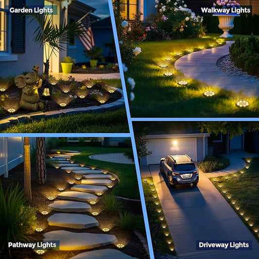 SOLPEX Mini Solar Ground Lights, 10 Pack Solar Lights Outdoor Waterproof, Landscape Lighting for Garden Pathway Driveway Walkway (Warm White)