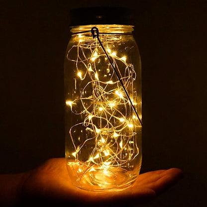 Solar Mason Jar Lights 30 LED, 6 Pack Large Size Hanging Glass Jar Starry Fairy Lights, Solar Lanterns for Outdoor Patio Party Garden Decor