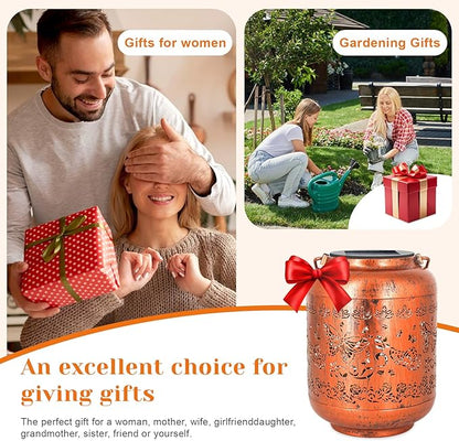 Gifts for Women Butterfly Solar Lanterns Outdoor Waterproof Metal Hanging Solar Lights for Yard Garden Decor Ornament Butterfly Birthday Mothers Day Gardening Gifts for Mom Grandma