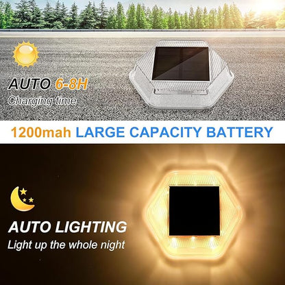 Solar Deck Lights Dock Step Lights-12 Packs Waterproof 1200mAh Auto ON/Off LED Solor Powered Stair Lighting for Outdoor Garden, Patio, Pathway, Walkway, Driveway (Warm White)