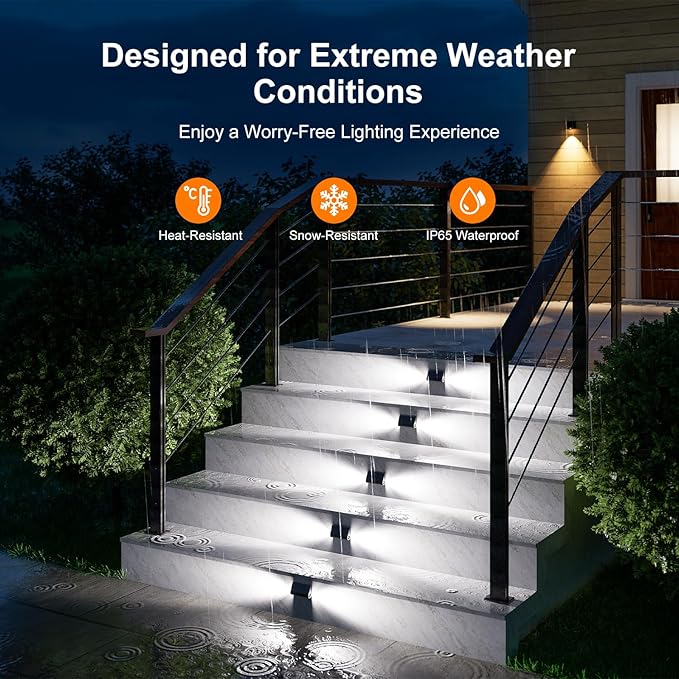 12 Pack Cool White Solar Powered Stair Lights for Outside Waterproof Deck Step Safety LED Ourdoor Decorative Lamp for Porch Railing, Backyard, Patio, Pathway, Garden, Pool, Easy Installation in 1 Min