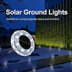 12-Pack Solar Ground Disk Lights, White Waterproof LED