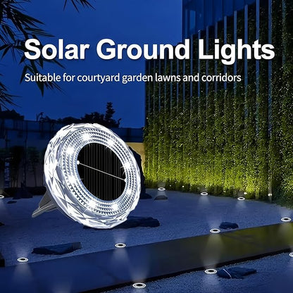 Solar Ground Lights 12 Pack Waterproof Outdoor Solar Lights for Yard Led Solar Garden Lights Bright Solar Powered Disc Light In-Ground Landscape Lighting for Patio Pathway Walkway Driveway, White