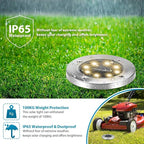 12-Pack Warm White In-Ground Solar Lights, Flat LED Walkway