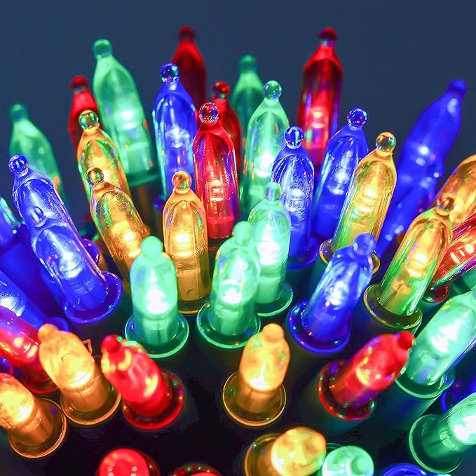 Christmas Patio String Lights 2-Pack, 16ft 50 LED Waterproof
