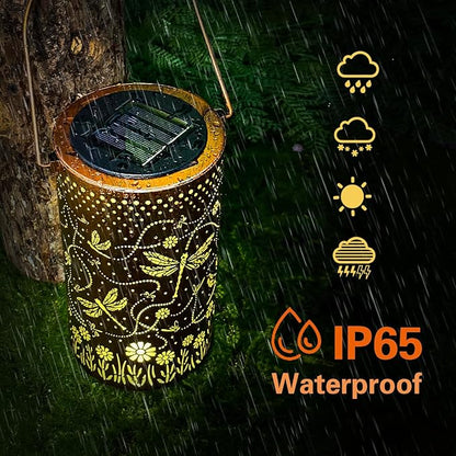 Dragonfly Solar Lanterns Outdoor Waterproof Hanging Solar Lights Dragonfly Gifts for Women Men Mom Metal Decorative LED Lanterns for Yard, Patio, Lawn, Pathway, Landscape, Garden Decor