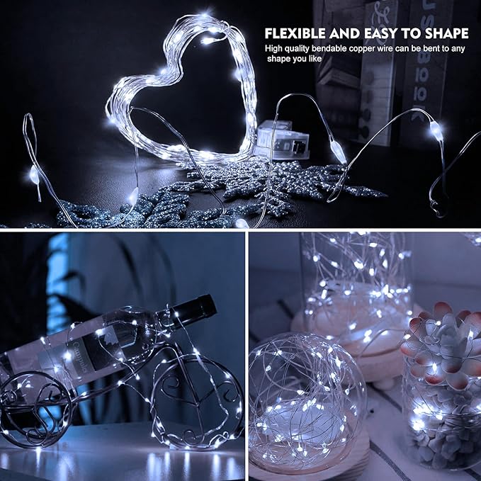 6-Pack 20 LED Christmas Twinkle Lights, 7ft Waterproof for Backyard