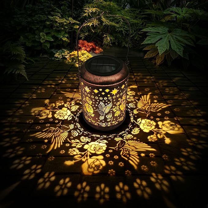 Hummingbird Solar Hanging Lanterns 2-Pack, Elegant Yard Decor