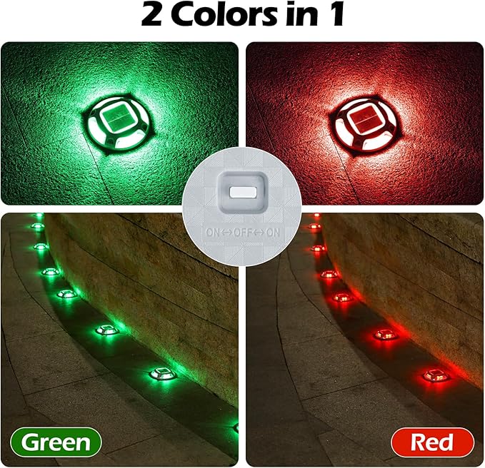12-Pack Solar Dock Lights, Red Waterproof LED