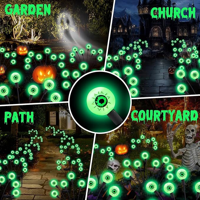 Green Solar Pathway Lights 4-Pack, Yard LED