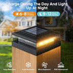 12-Pack Warm White Fence Post Cap Lights, Solar LED