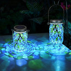 Mosaic Solar Hanging Lanterns 2-Pack, Decorative Porch Decor