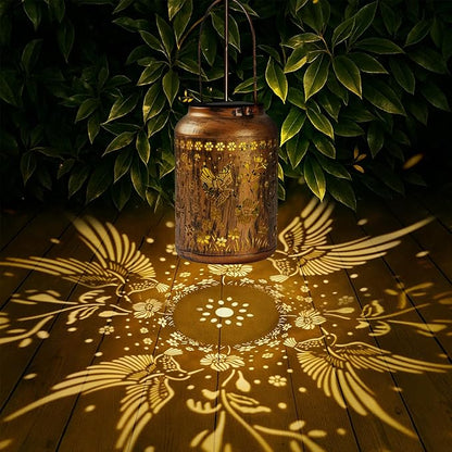 Hummingbird Lantern Solar Outdoor, Chrismas Gifts, Solar Light Outdoor Waterproof LED Decorative Garden for Lawn, Landscape, Patio, Porch Hanging Lantern for Women, Ladies, Mom, Grandma