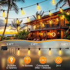 200ft LED Patio String Lights, Waterproof Outdoor