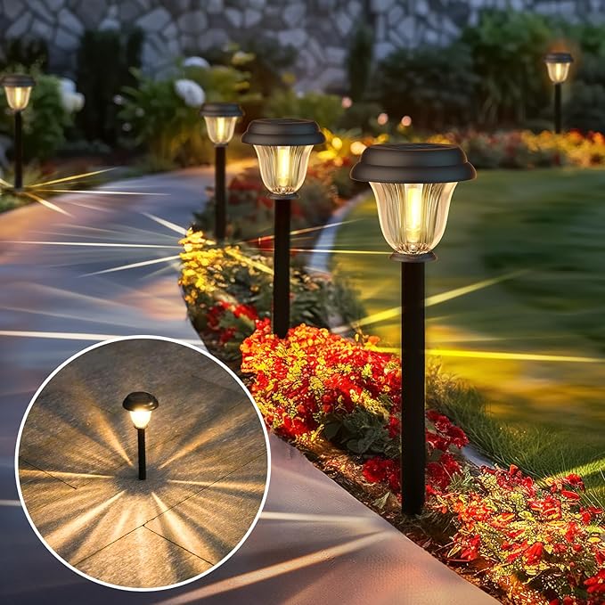 6-Pack Solar Pathway Lights, Waterproof LED Garden Lights