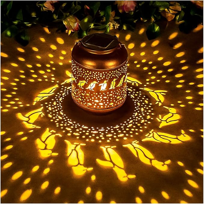 Garden Solar Hanging Lanterns, Metal Yard Decor