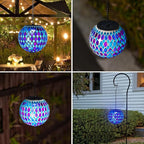 Classic Mosaic Solar Lanterns for Patio, Waterproof LED