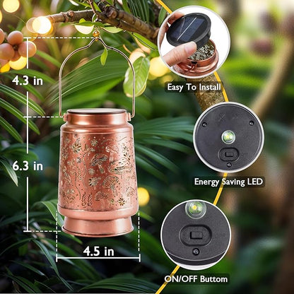 Homemory Solar Lanterns Outdoor Waterproof Mushroom Lights Garden Decor, Birthday Gifts for Women Mom Grandma, LED Hanging Solar Lights for Yard, Patio, Backyard, Porch, Lawn