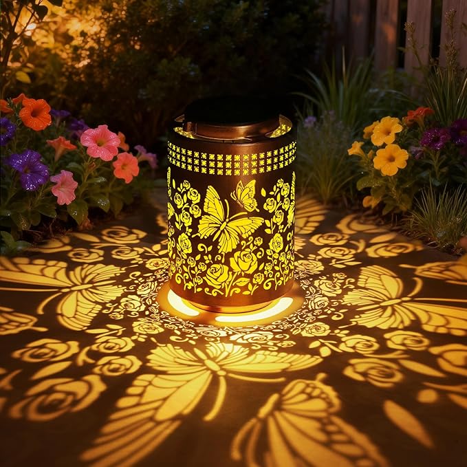 Elegant Butterfly Solar Lanterns for Patio, Waterproof LED