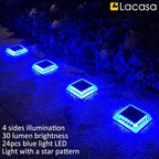 4-Pack Blue Wall Solar Lights, Waterproof LED