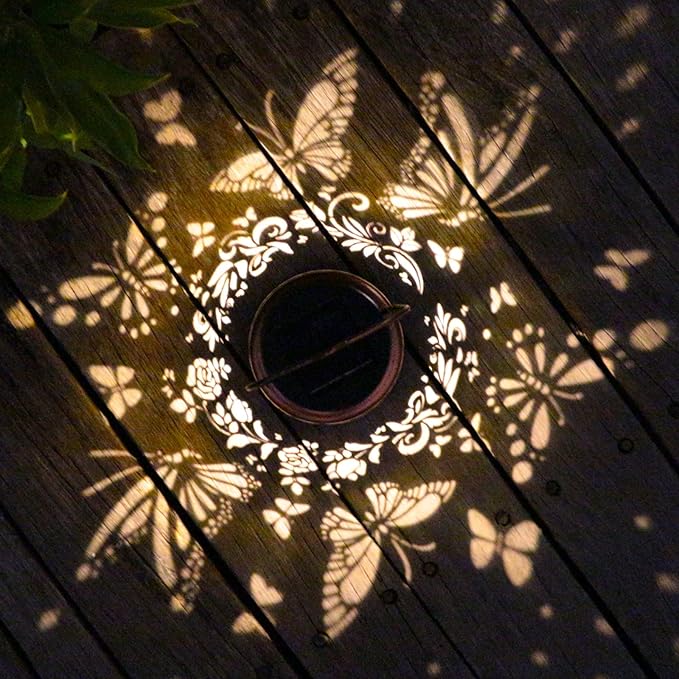2-Pack Butterfly Solar Lanterns, Waterproof LED Porch Lights