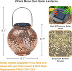 2-Pack Charming Hanging Solar Lanterns for Patio, Waterproof LED