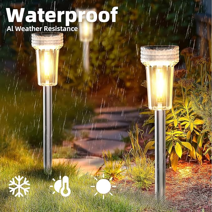 12-Pack Solar Path Lights, Outdoor Yard LED