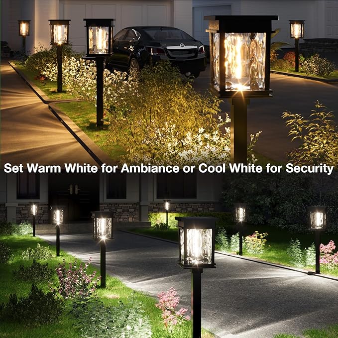 XMCOSY+ Solar Pathway Lights, 50 LM Bright Solar Lights, Garden Outdoor Waterproof Light IP65, 2-in-1 Landscape Lighting, Outdoor Light for Yard, Path, Walkway, Driveway (Warm & Cool)
