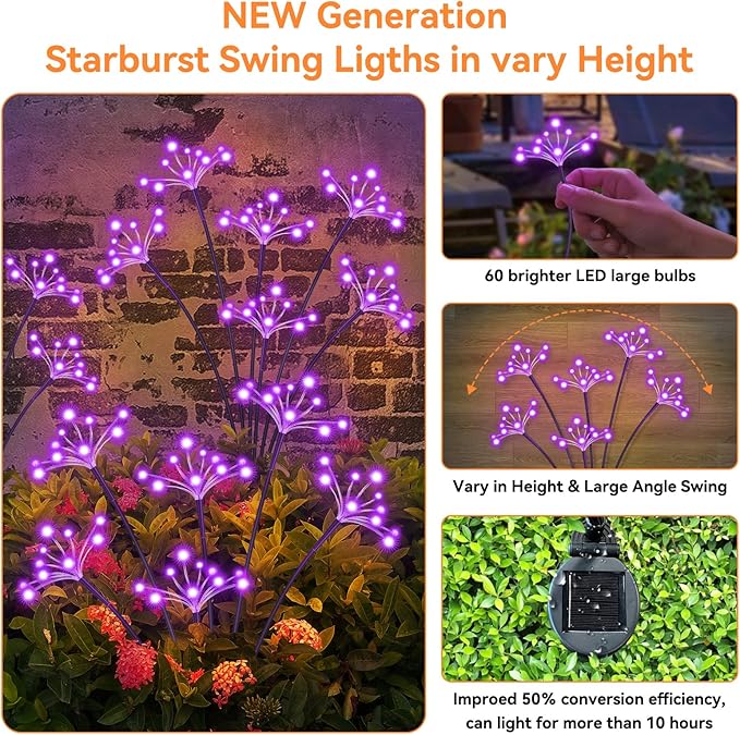 2-Pack Solar Pathway Lights, Waterproof LED Garden Lights
