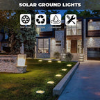 Solar Flat Disk Lights 16-Pack, Waterproof Walkway