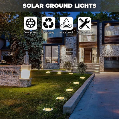 Solar Lights Outdoor Waterproof 12Pack, Solar Garden Lights Pathway Light Bright In-Ground Light Landscape Lighting Outdoor Garden Decor for Yard, Patio, Driveway, Walkway Warm Light
