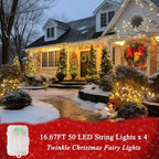 Christmas Fairy Lights 4-Pack, 6ft 200 LED Battery Twinkle Lights