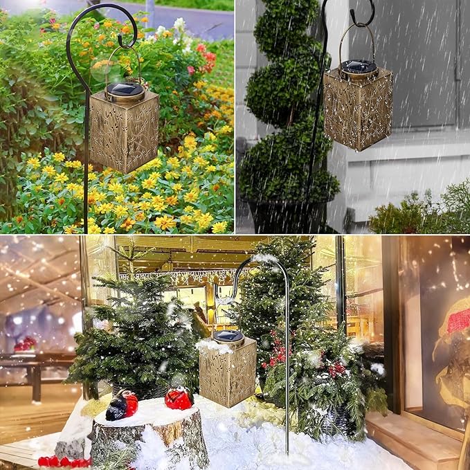 2-Pack Dragonfly Solar Garden Lanterns, Classic Waterproof LED