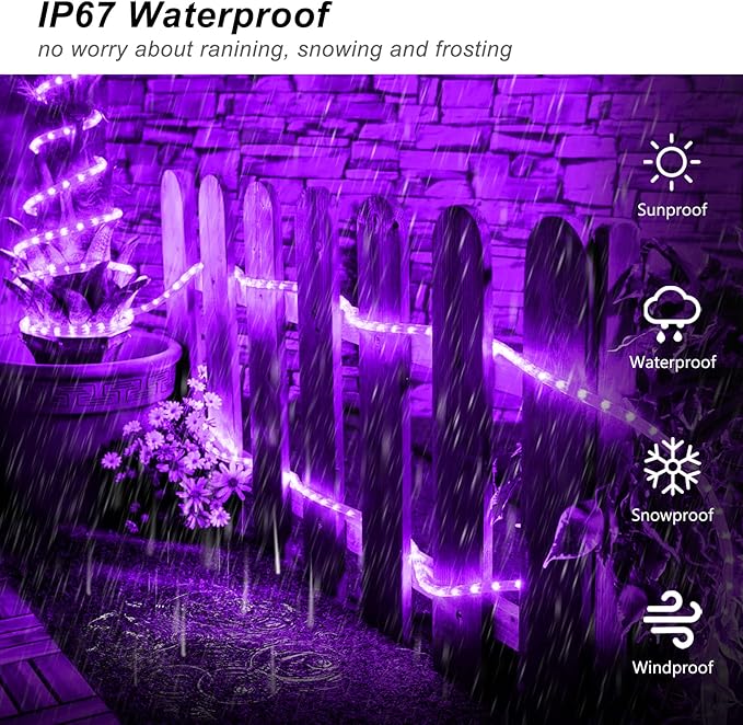 33ft LED Rope Lights, Remote Control Color-Changing