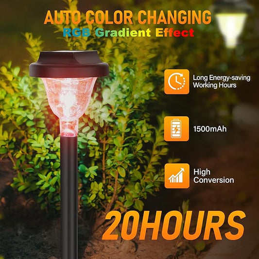 Siatom Solar Pathway Lights 10 Pack, Bright RGB Color Changing Solar Path Lights Outdoor Waterproof IP65, for Outside, Walking Path, Garden, Lawn, Walkway, Yard (Multicolor)