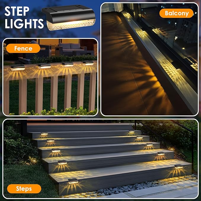 Mancra Solar Step Lights Outdoor, Solar Deck Lights Waterproof Outdoor Lighting for Patio Fence Stairs Post Railing Yard and Garden (Warm White, 24 Pack)