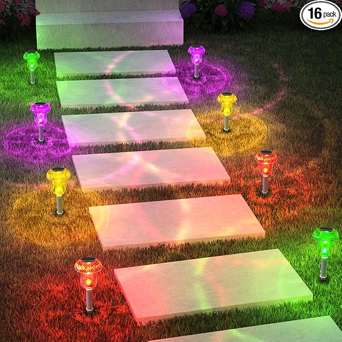 Red Solar Pathway Lights 16-Pack, Driveway LED
