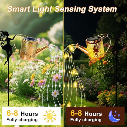 Solar Garden Fairy Watering Can Lights Outdoor IP65 Waterproof Watering Can Hanging Lanterns Garden Decor, Solar Powered LED Patio Yard Pathway Lights Fairy Gardening Gifts for Mom Women Birthday