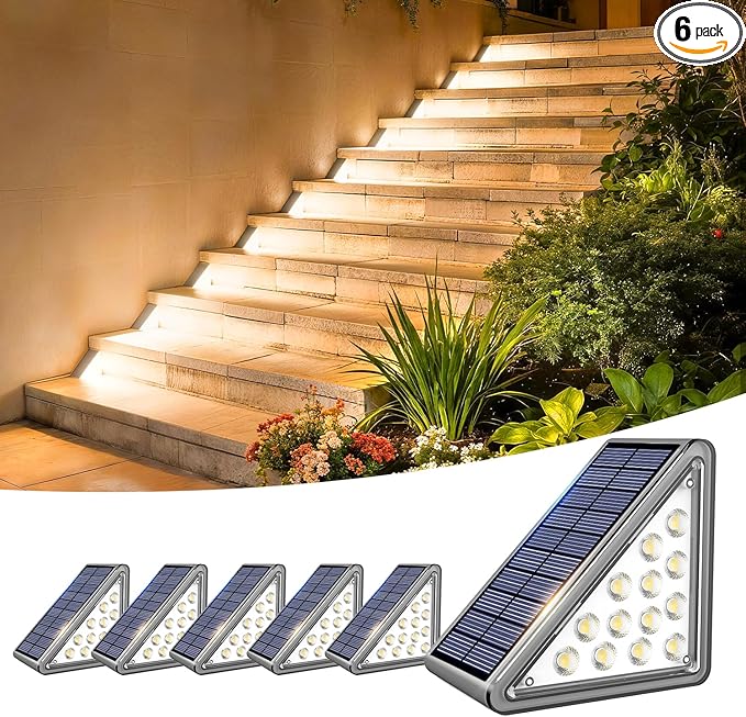 6-Pack Solar Yard Lights, Warm White LED