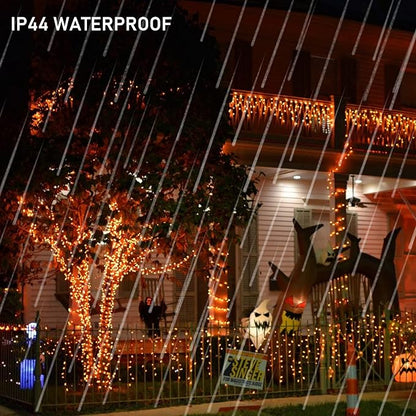 Dazzle Bright Orange Halloween Fairy String Lights, 4 Pack Total 80FT 240LED Copper Wire Battery Operated Waterproof Lights, Halloween Decorations for Indoor Home Outdoor Patio Yard Party Decor