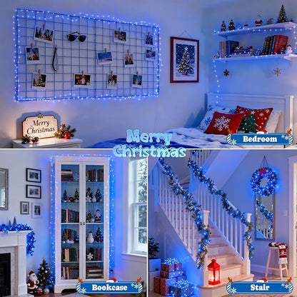 2-Pack Christmas String Lights, 66ft 200 LED Waterproof Twinkle Lights