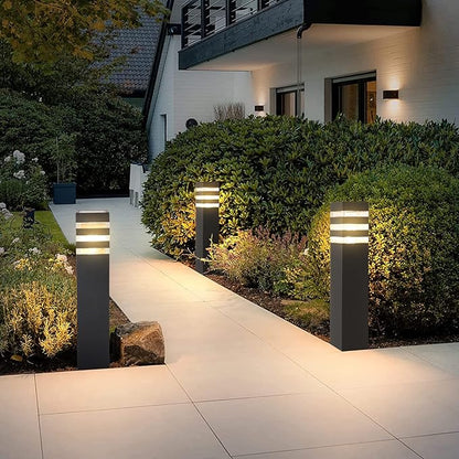 SLAWA 23.6In Pathway Lights Black E26 Outdoor Landscape Path Lights Die-Casted Aluminum Walkway Lighting Modern Landscape Sideway Lighting IP65 Waterproof Patio Porch Exterior Floor Lamp with Bulbs