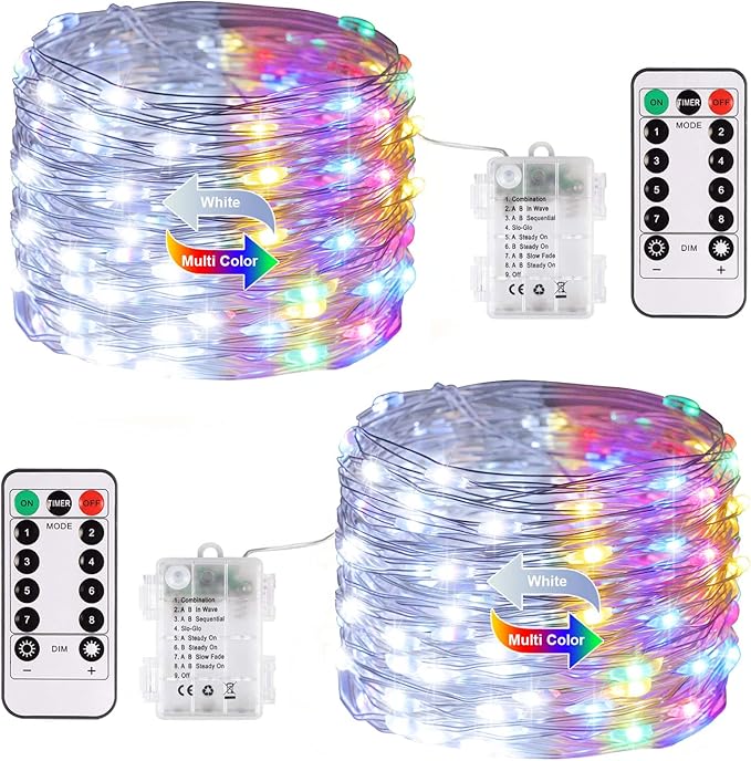 Christmas Porch String Lights 2-Pack, 66ft 200 LED Waterproof