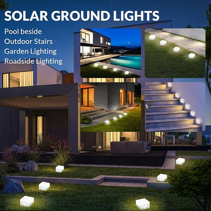 6 Pack Solar Brick Lights Landscape Path Light Garden Decoration Yard Paver Road Lighting Recessed Paver for Garden, Pathway, Patio, Walkway Decor