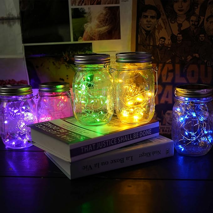 10-Pack Solar Mason Jar Lid Lights, 30 LED Garden Fairy