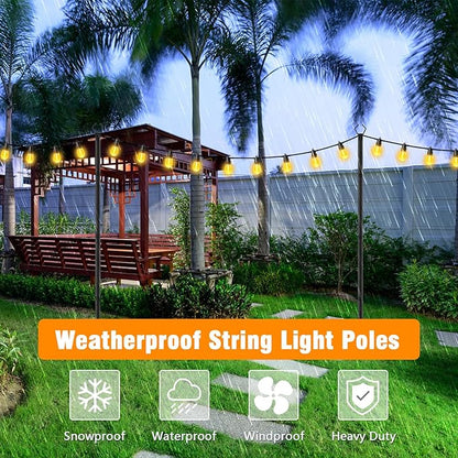 AILBTON 2 Pack 10Ft String Light Poles,Light Poles for Outside String Lights,Outdoor Light Poles with Fork,Metal Pole Stand for Patio,Backyard,Deck