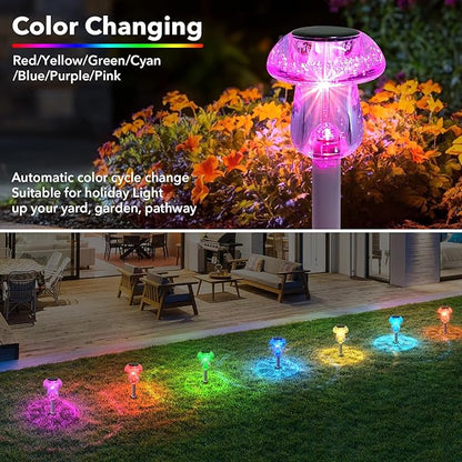 Solar Lights Outdoor, 8 Pack Mushroom Lights Outside Waterproof, Solar Powered LED Lighting for Garden, Yard, Landscape, Path, Pathway, Lawn, Walkway, Driveway, Backyard Decor (Color Changing)