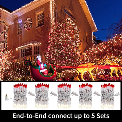 LAMPHOME 100 Count Red Clear Valentine Lights, Connectable 20ft Valentine Room Lights, Plug in Christmas String Light Indoor Outdoor for Christmas Bedroom Valentines Party Galentine's Day Decoration