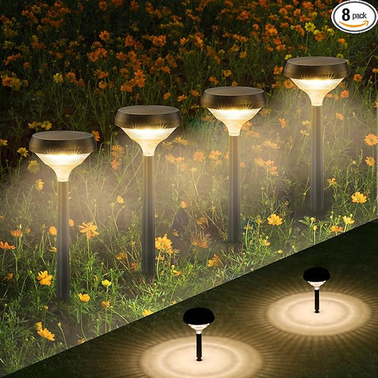 Linkind Solar Lights Outdoor 8 Pack, Solar Pathway Lights, Warm White Landscape Path Lights Waterproof for Walkway Yard Garden Driveway Use